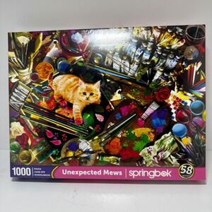Springbok Unexpected Mews 1000 Piece Jigsaw Puzzle Cat Artist Studio New Sealed